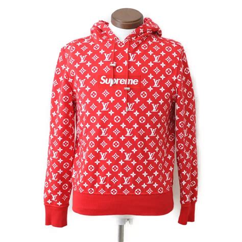 lv x supreme felpa|Supreme x Louis Vuitton Box Logo Felpa con cappuccio Rosso.